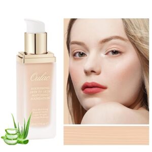 Oulac Flawless Finish Foundation, Skincare Infused with Aloe Leaf and Vitamin E, Medium & High Coverage hydrating foundation, Ivory Foundation Vegan 30m